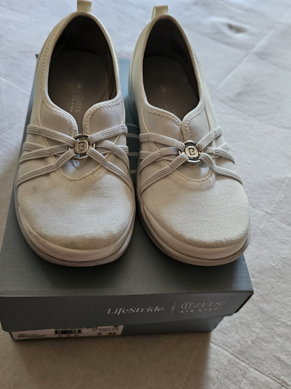 Life Stride Women's Cream Canvas Slip-On Loafers